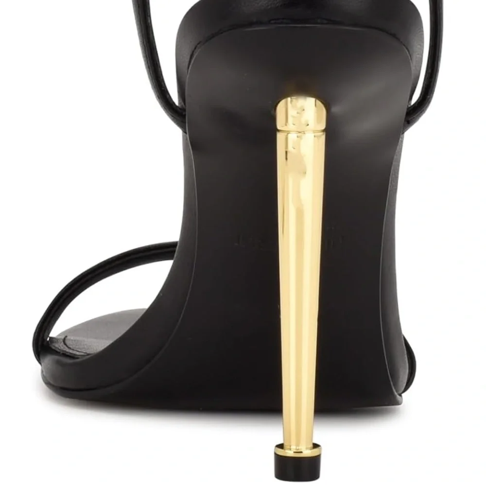 Nine West Black Heels with Gold Accents - Picture 2 of 7